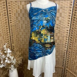 Blue and White Asymmetrical Dress